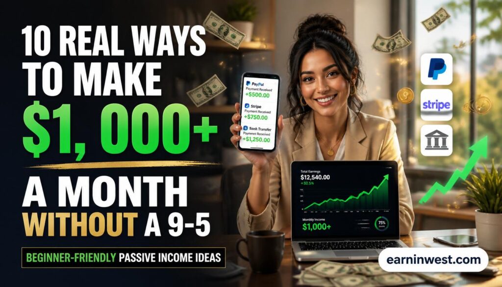 10 Real Ways to Make $1000+ a Month Without a 9–5 (Beginner-Friendly Guide)